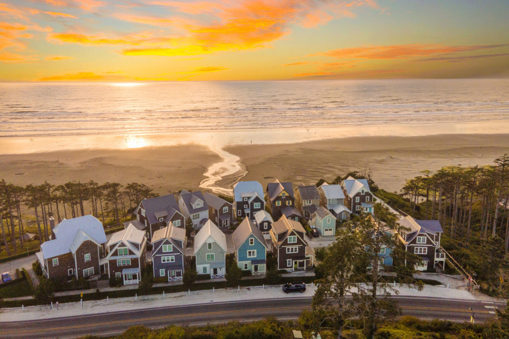 Aerial photos over the Town of Seabrook - Pacific, Beach, WA USA. Seabrook is conveniently located along the Pacific Ocean with many shops and acitivities for the whole family!