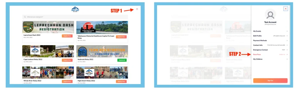 How to update race pace Hood to Coast